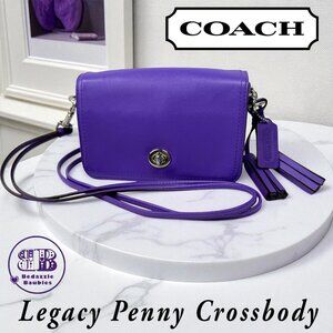 COACH Legacy Penny Ultra Violet Leather #19914 Crossbody Hang Tag and Tassel